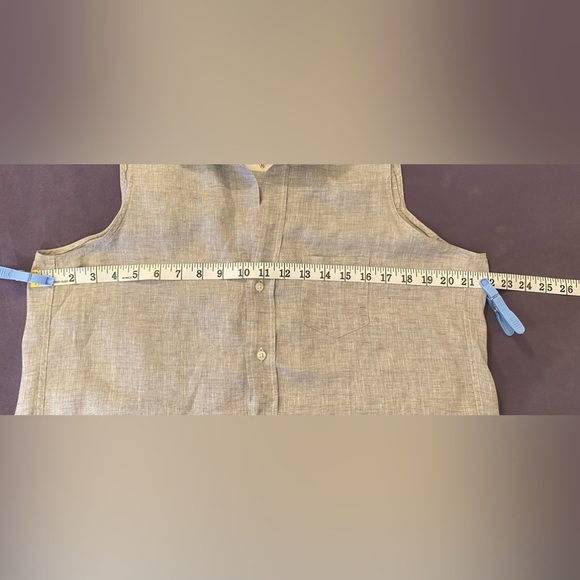 Frank & Eileen Fiona Sleeveless Classic Linen Blouse Size: M Gray - Picture 14 of 15